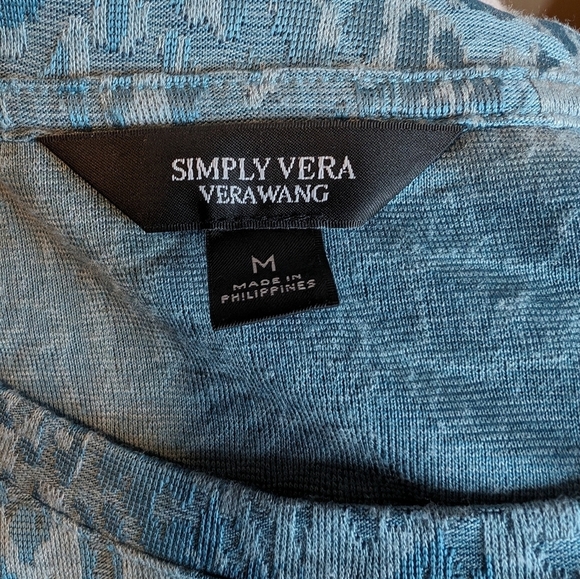 Simply Vera VERA WANG Belted Turquoise Top Blouse SZ M - Picture 8 of 10